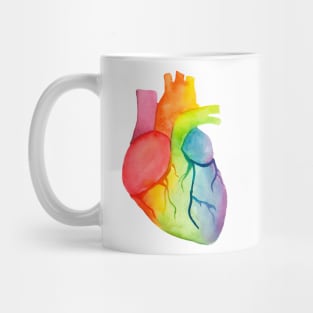 Watercolor Rainbow Heart (white) Mug